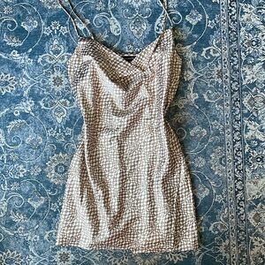 Geometric print satin mini slip dress